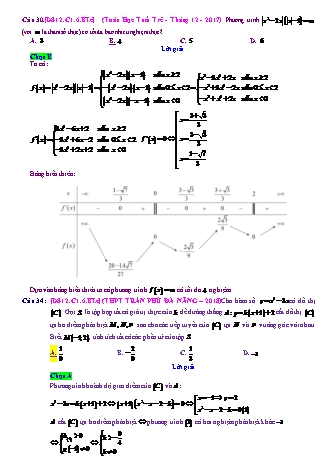 Trắc nghiệm Đại số Lớp 12 tách từ đề thi thử THPT Quốc gia - Chương 1 - Bài 6: Tương giao điều kiện có nghiệm - Mức độ 3.2 - Năm học 2017-2018 (Có đáp án)