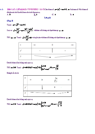 Trắc nghiệm Đại số Lớp 12 tách từ đề thi thử THPT Quốc gia - Chương 1 - Bài 2: Cực trị của hàm số - Mức độ 3.3 - Năm học 2017-2018 (Có đáp án)