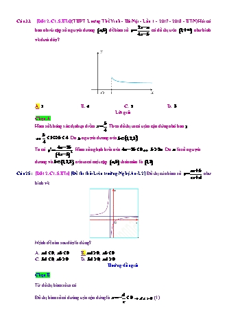 Trắc nghiệm Đại số Lớp 12 tách từ đề thi thử THPT Quốc gia - Chương 1 - Bài 5: Đọc đồ thị biến đổi đồ thị - Mức độ 3.3 - Năm học 2017-2018 (Có đáp án)