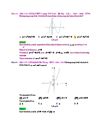 Trắc nghiệm Đại số Lớp 12 tách từ đề thi thử THPT Quốc gia - Chương 1 - Bài 5: Đọc đồ thị biến đổi đồ thị - Mức độ 2.4 - Năm học 2017-2018 (Có đáp án)