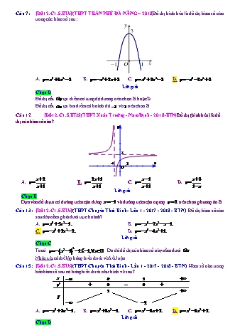 Trắc nghiệm Đại số Lớp 12 tách từ đề thi thử THPT Quốc gia - Chương 1 - Bài 5: Đọc đồ thị biến đổi đồ thị - Mức độ 2.2 - Năm học 2017-2018 (Có đáp án)