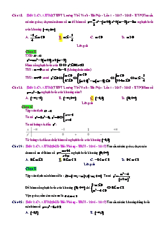 Trắc nghiệm Đại số Lớp 12 tách từ đề thi thử THPT Quốc gia - Chương 1 - Bài 1: Tính đơn điệu của hàm số - Mức độ 2.4 - Năm học 2017-2018 (Có đáp án)