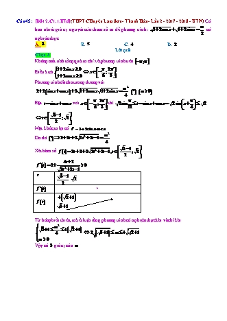 Trắc nghiệm Đại số Lớp 12 tách từ đề thi thử THPT Quốc gia - Chương 1 - Bài 1: Tính đơn điệu của hàm số - Mức độ 4.4 - Năm học 2017-2018 (Có đáp án)