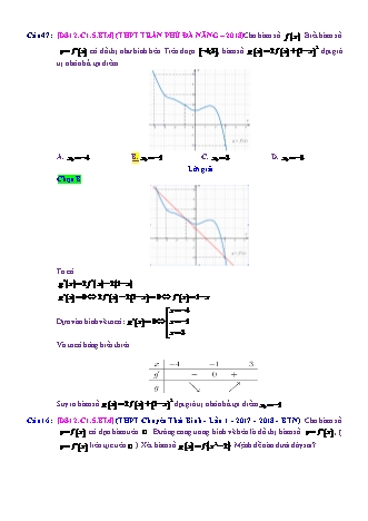 Trắc nghiệm Đại số Lớp 12 tách từ đề thi thử THPT Quốc gia - Chương 1 - Bài 5: Đọc đồ thị biến đổi đồ thị - Mức độ 4.1 - Năm học 2017-2018 (Có đáp án)