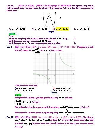 Trắc nghiệm Đại số Lớp 12 tách từ đề thi thử THPT Quốc gia - Chương 1 - Bài 5: Đọc đồ thị biến đổi đồ thị - Mức độ 1.1 - Năm học 2017-2018 (Có đáp án)