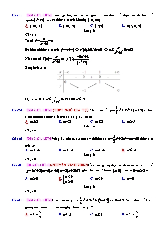 Trắc nghiệm Đại số Lớp 12 tách từ đề thi thử THPT Quốc gia - Chương 1 - Bài 1: Tính đơn điệu của hàm số - Mức độ 3.5 - Năm học 2017-2018 (Có đáp án)