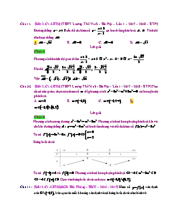 Trắc nghiệm Đại số Lớp 12 tách từ đề thi thử THPT Quốc gia - Chương 1 - Bài 6: Tương giao điều kiện có nghiệm - Mức độ 2.4 - Năm học 2017-2018 (Có đáp án)