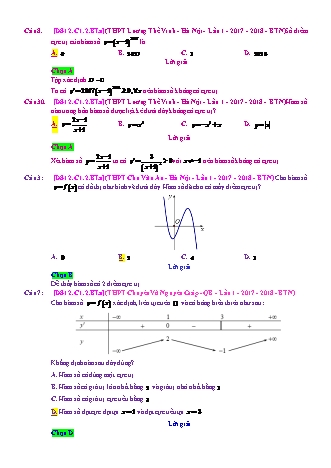 Trắc nghiệm Đại số Lớp 12 tách từ đề thi thử THPT Quốc gia - Chương 1 - Bài 2: Cực trị của hàm số - Mức độ 1.4 - Năm học 2017-2018 (Có đáp án)