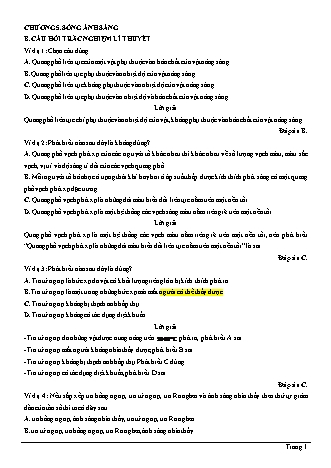 Trắc nghiệm lý thuyết Vật lí Lớp 12 - Chương 5: Sóng ánh sáng (Có đáp án)