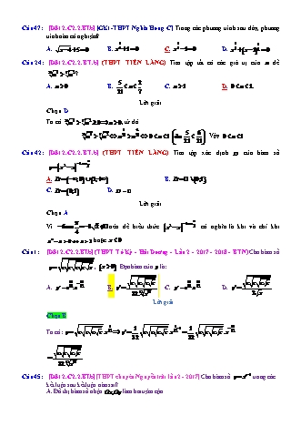 Trắc nghiệm Đại số Lớp 12 tách từ đề thi thử THPT Quốc gia - Chương 2 - Bài 2: Hàm số lũy thừa - Mức độ 2.4 - Năm học 2017-2018 (Có đáp án)
