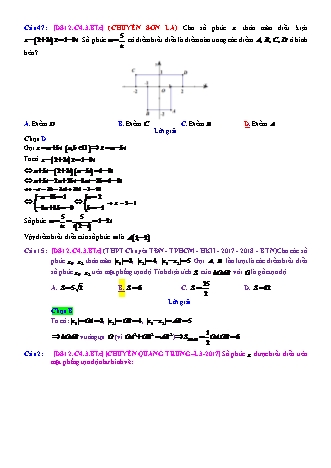 Trắc nghiệm Đại số Lớp 12 tách từ đề thi thử THPT Quốc gia - Chương 4 - Bài 3: Tập hợp điểm biểu diễn số phức - Mức độ 3.3 - Năm học 2017-2018 (Có đáp án)