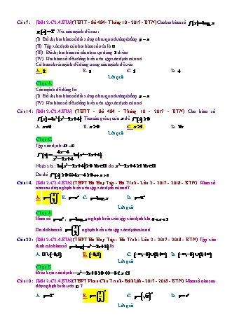 Trắc nghiệm Đại số Lớp 12 tách từ đề thi thử THPT Quốc gia - Chương 2 - Bài 4: Hàm số mũ và hàm số Logarit - Mức độ 2.1 - Năm học 2017-2018 (Có đáp án)