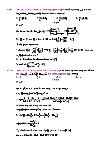 Trắc nghiệm Đại số Lớp 12 tách từ đề thi thử THPT Quốc gia - Chương 2 - Bài 7: Toán tổng hợp về mũ và Logarit - Mức độ 4.3 - Năm học 2017-2018 (Có đáp án)