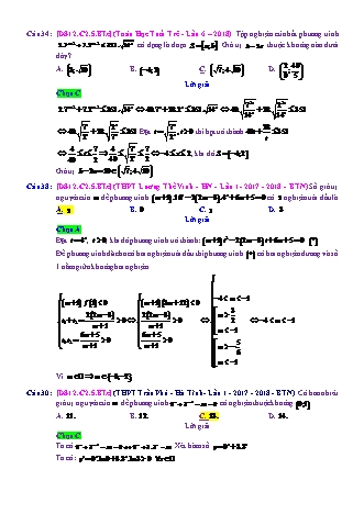 Trắc nghiệm Đại số Lớp 12 tách từ đề thi thử THPT Quốc gia - Chương 2 - Bài 5: Phương trình. Bất phương trình mũ - Mức độ 3.5 - Năm học 2017-2018 (Có đáp án)