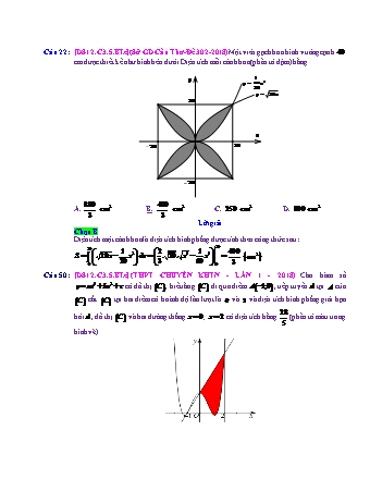 Trắc nghiệm Đại số Lớp 12 tách từ đề thi thử THPT Quốc gia - Chương 3 - Bài 5: Ứng dụng hình học của tích phân - Mức độ 3.3 - Năm học 2017-2018 (Có đáp án)