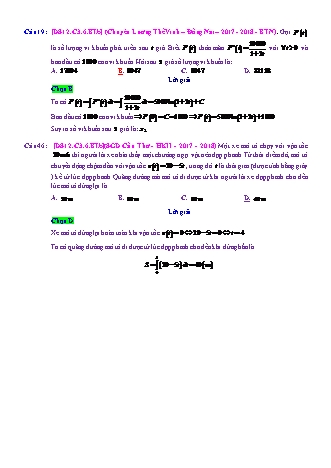 Trắc nghiệm Đại số Lớp 12 tách từ đề thi thử THPT Quốc gia - Chương 3 - Bài 6: Ứng dụng liên môn - Mức độ 2.4 - Năm học 2017-2018 (Có đáp án)