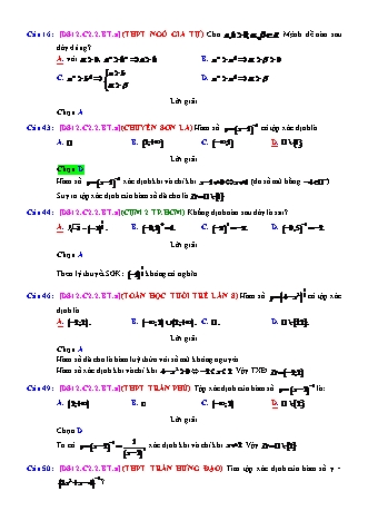 Trắc nghiệm Đại số Lớp 12 tách từ đề thi thử THPT Quốc gia - Chương 2 - Bài 2: Hàm số lũy thừa - Mức độ 1.4 - Năm học 2017-2018 (Có đáp án)