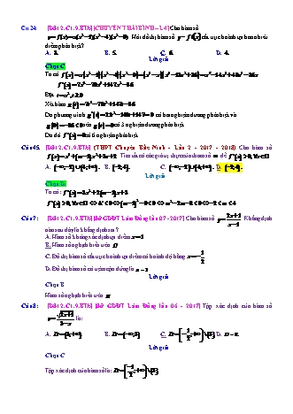 Trắc nghiệm Đại số Lớp 12 tách từ đề thi thử THPT Quốc gia - Chương 1 - Bài 9: Tổng hợp về hàm số - Mức độ 2.6 - Năm học 2017-2018 (Có đáp án)