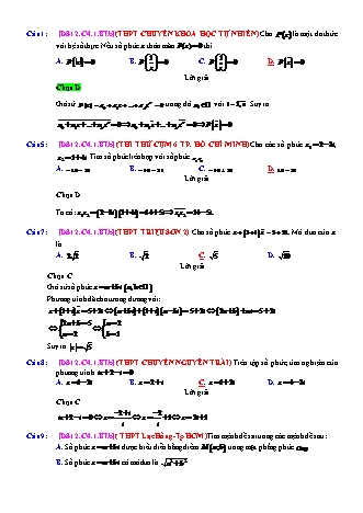 Trắc nghiệm Đại số Lớp 12 tách từ đề thi thử THPT Quốc gia - Chương 4 - Bài 1: Các phép toán số phức - Mức độ 2.4 - Năm học 2017-2018 (Có đáp án)