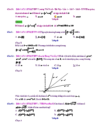 Trắc nghiệm Đại số Lớp 12 tách từ đề thi thử THPT Quốc gia - Chương 2 - Bài 2: Hàm số lũy thừa - Mức độ 2.3 - Năm học 2017-2018 (Có đáp án)