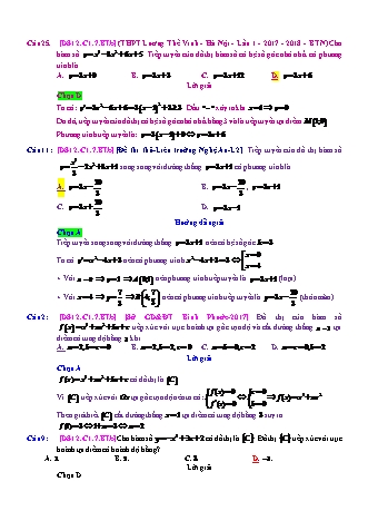 Trắc nghiệm Đại số Lớp 12 tách từ đề thi thử THPT Quốc gia - Chương 1 - Bài 7: Bài toán tiếp tuyến sự tiếp xúc - Mức độ 2.3 - Năm học 2017-2018 (Có đáp án)