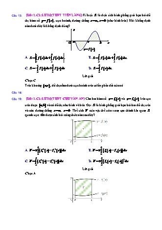 Trắc nghiệm Đại số Lớp 12 tách từ đề thi thử THPT Quốc gia - Chương 3 - Bài 5: Ứng dụng hình học của tích phân - Mức độ 2.6 - Năm học 2017-2018 (Có đáp án)
