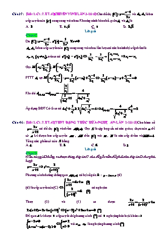 Trắc nghiệm Đại số Lớp 12 tách từ đề thi thử THPT Quốc gia - Chương 1 - Bài 7: Bài toán tiếp tuyến sự tiếp xúc - Mức độ 4.3 - Năm học 2017-2018 (Có đáp án)