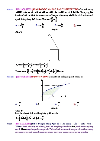 Trắc nghiệm Đại số Lớp 12 tách từ đề thi thử THPT Quốc gia - Chương 3 - Bài 5: Ứng dụng hình học của tích phân - Mức độ 3.6 - Năm học 2017-2018 (Có đáp án)