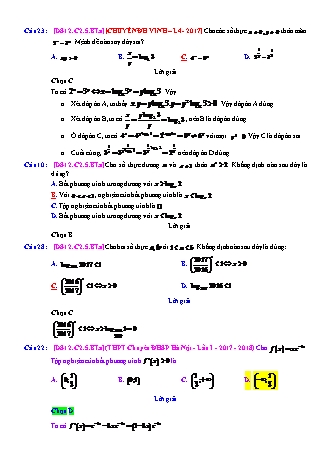 Trắc nghiệm Đại số Lớp 12 tách từ đề thi thử THPT Quốc gia - Chương 2 - Bài 5: Phương trình. Bất phương trình mũ - Mức độ 1.5 - Năm học 2017-2018 (Có đáp án)