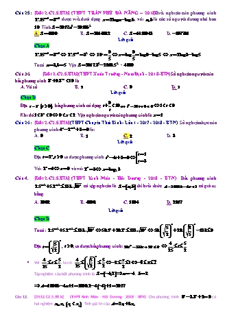 Trắc nghiệm Đại số Lớp 12 tách từ đề thi thử THPT Quốc gia - Chương 2 - Bài 5: Phương trình. Bất phương trình mũ - Mức độ 2.2 - Năm học 2017-2018 (Có đáp án)
