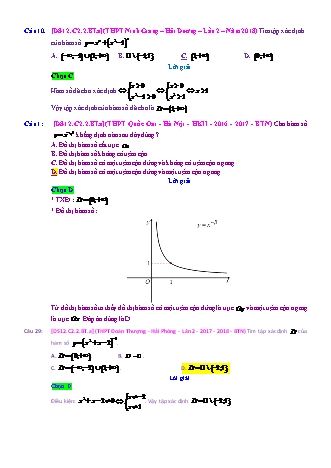Trắc nghiệm Đại số Lớp 12 tách từ đề thi thử THPT Quốc gia - Chương 2 - Bài 2: Hàm số lũy thừa - Mức độ 1.2 - Năm học 2017-2018 (Có đáp án)