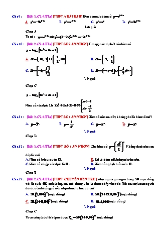 Trắc nghiệm Đại số Lớp 12 tách từ đề thi thử THPT Quốc gia - Chương 2 - Bài 4: Hàm số mũ và hàm số Logarit - Mức độ 1.5 - Năm học 2017-2018 (Có đáp án)