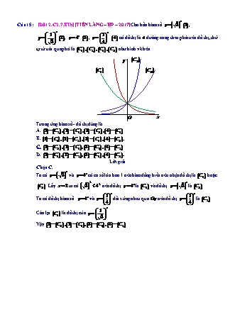 Trắc nghiệm Đại số Lớp 12 tách từ đề thi thử THPT Quốc gia - Chương 2 - Bài 7: Toán tổng hợp về mũ và Logarit - Mức độ 2.2 - Năm học 2017-2018 (Có đáp án)