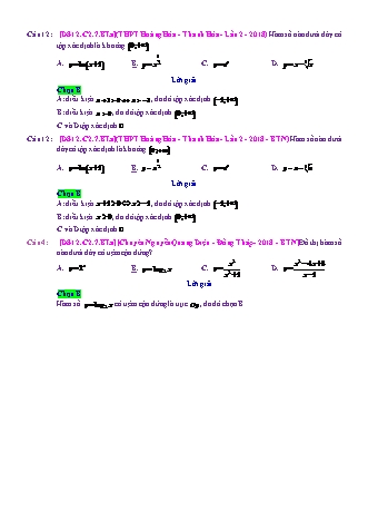 Trắc nghiệm Đại số Lớp 12 tách từ đề thi thử THPT Quốc gia - Chương 2 - Bài 7: Toán tổng hợp về mũ và Logarit - Mức độ 1.1 - Năm học 2017-2018 (Có đáp án)