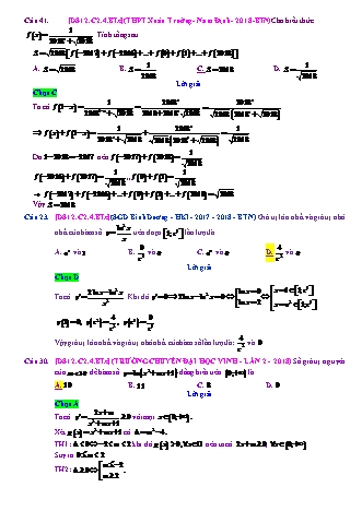 Trắc nghiệm Đại số Lớp 12 tách từ đề thi thử THPT Quốc gia - Chương 2 - Bài 4: Hàm số mũ và hàm số Logarit - Mức độ 3.2 - Năm học 2017-2018 (Có đáp án)