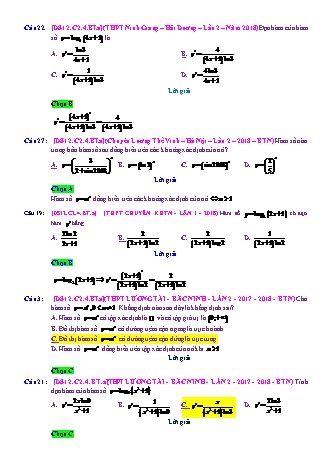 Trắc nghiệm Đại số Lớp 12 tách từ đề thi thử THPT Quốc gia - Chương 2 - Bài 4: Hàm số mũ và hàm số Logarit - Mức độ 1.2 - Năm học 2017-2018 (Có đáp án)