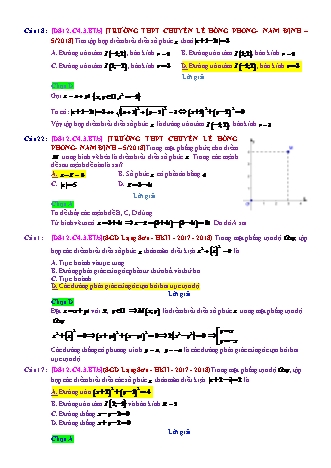 Trắc nghiệm Đại số Lớp 12 tách từ đề thi thử THPT Quốc gia - Chương 4 - Bài 3: Tập hợp điểm biểu diễn số phức - Mức độ 2.4 - Năm học 2017-2018 (Có đáp án)