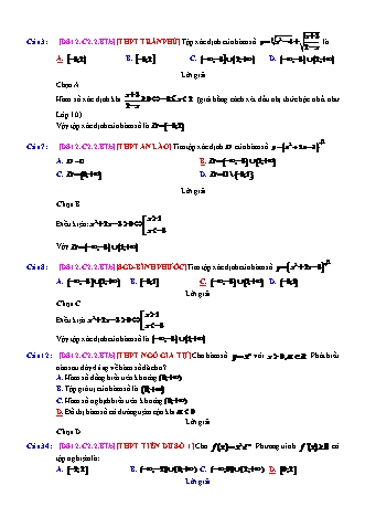 Trắc nghiệm Đại số Lớp 12 tách từ đề thi thử THPT Quốc gia - Chương 2 - Bài 2: Hàm số lũy thừa - Mức độ 2.5 - Năm học 2017-2018 (Có đáp án)