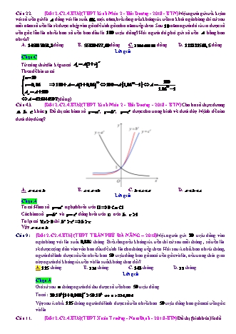 Trắc nghiệm Đại số Lớp 12 tách từ đề thi thử THPT Quốc gia - Chương 2 - Bài 4: Hàm số mũ và hàm số Logarit - Mức độ 2.2 - Năm học 2017-2018 (Có đáp án)