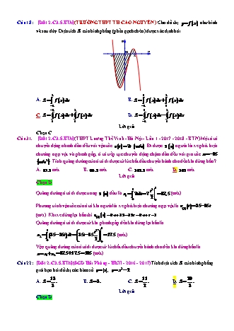 Trắc nghiệm Đại số Lớp 12 tách từ đề thi thử THPT Quốc gia - Chương 3 - Bài 5: Ứng dụng hình học của tích phân - Mức độ 2.4 - Năm học 2017-2018 (Có đáp án)