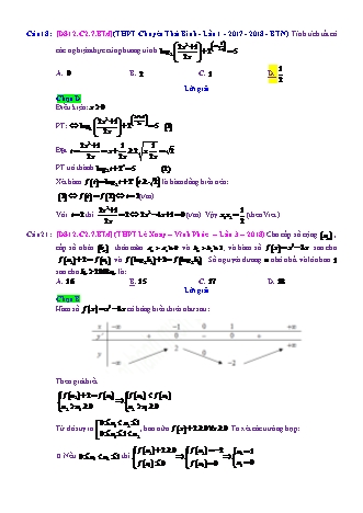 Trắc nghiệm Đại số Lớp 12 tách từ đề thi thử THPT Quốc gia - Chương 2 - Bài 7: Toán tổng hợp về mũ và Logarit - Mức độ 4.1 - Năm học 2017-2018 (Có đáp án)