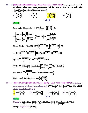 Trắc nghiệm Đại số Lớp 12 tách từ đề thi thử THPT Quốc gia - Chương 2 - Bài 6: Phương trình. Bất phương trình Logarit - Mức độ 3.4 - Năm học 2017-2018 (Có đáp án)