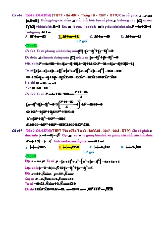 Trắc nghiệm Đại số Lớp 12 tách từ đề thi thử THPT Quốc gia - Chương 4 - Bài 4: Max, min - Mức độ 4.1 - Năm học 2017-2018 (Có đáp án)