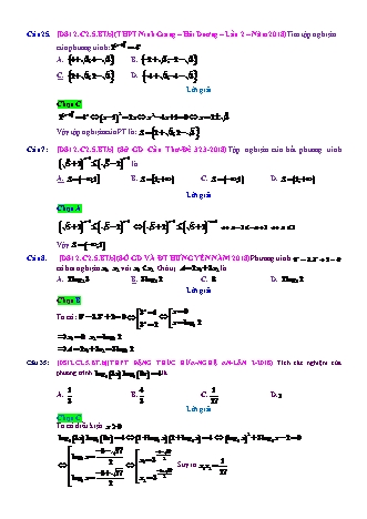 Trắc nghiệm Đại số Lớp 12 tách từ đề thi thử THPT Quốc gia - Chương 2 - Bài 5: Phương trình. Bất phương trình mũ - Mức độ 2.3 - Năm học 2017-2018 (Có đáp án)