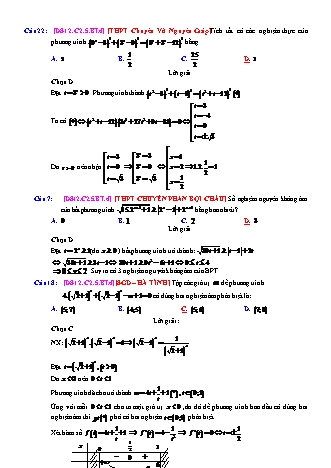 Trắc nghiệm Đại số Lớp 12 tách từ đề thi thử THPT Quốc gia - Chương 2 - Bài 5: Phương trình. Bất phương trình mũ - Mức độ 4.4 - Năm học 2017-2018 (Có đáp án)