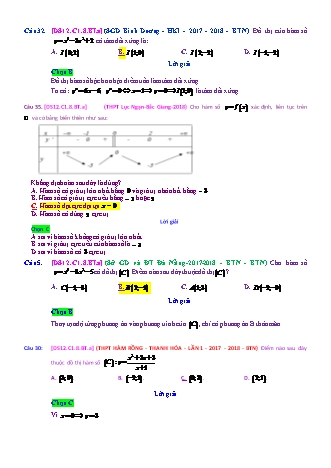 Trắc nghiệm Đại số Lớp 12 tách từ đề thi thử THPT Quốc gia - Chương 1 - Bài 8: Điểm đặc biệt của đồ thị hàm số - Mức độ 1.1 - Năm học 2017-2018 (Có đáp án)