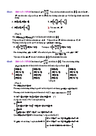 Trắc nghiệm Đại số Lớp 12 tách từ đề thi thử THPT Quốc gia - Chương 1 - Bài 7: Bài toán tiếp tuyến sự tiếp xúc - Mức độ 4.4 - Năm học 2017-2018 (Có đáp án)