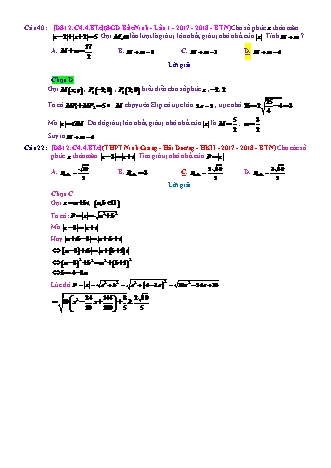 Trắc nghiệm Đại số Lớp 12 tách từ đề thi thử THPT Quốc gia - Chương 4 - Bài 4: Max, min - Mức độ 3.4 - Năm học 2017-2018 (Có đáp án)