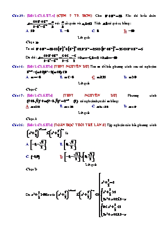 Trắc nghiệm Đại số Lớp 12 tách từ đề thi thử THPT Quốc gia - Chương 2 - Bài 5: Phương trình. Bất phương trình mũ - Mức độ 3.4 - Năm học 2017-2018 (Có đáp án)