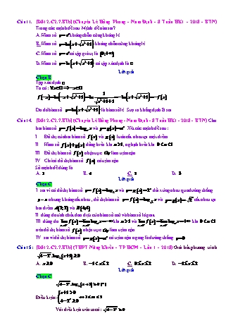 Trắc nghiệm Đại số Lớp 12 tách từ đề thi thử THPT Quốc gia - Chương 2 - Bài 7: Toán tổng hợp về mũ và Logarit - Mức độ 2.1 - Năm học 2017-2018 (Có đáp án)